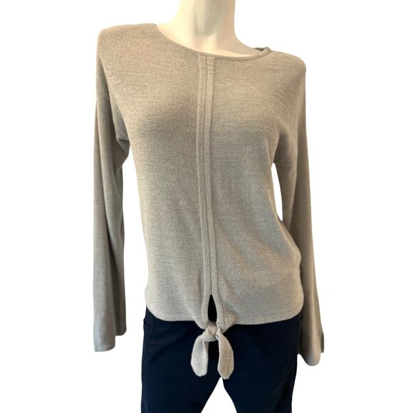 BAREFOOT DREAMS~ CozyChic Ultra Lite Tie Front Top XS Gray Nylon/Viscose - Picture 1 of 9